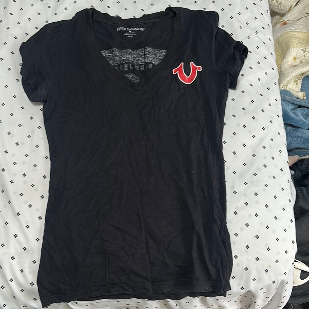True Religion Black Fitted Short Sleeve Tee